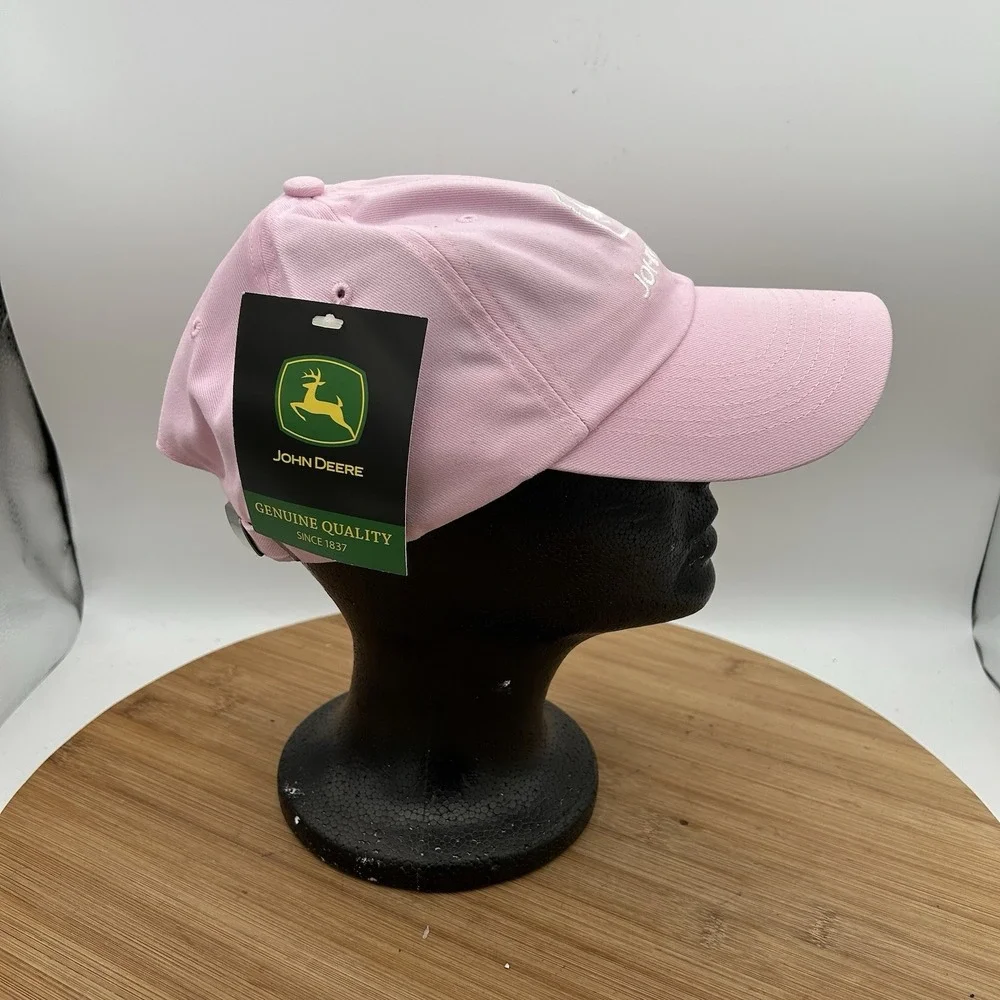 John Deere Baseball Cap Hat Womens Pink One Size Adjustable Embroidered Logo NWT